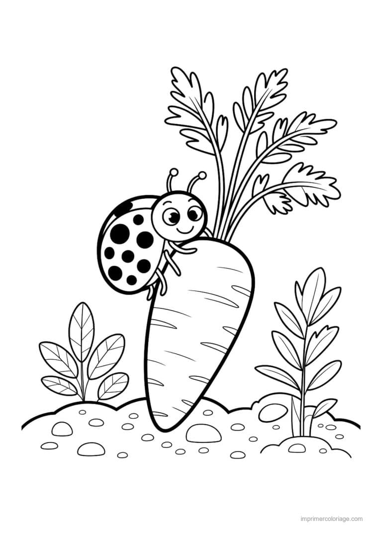 coloriage carotte carotte et coccinelle - dessin gratuit &agrave; imprimer