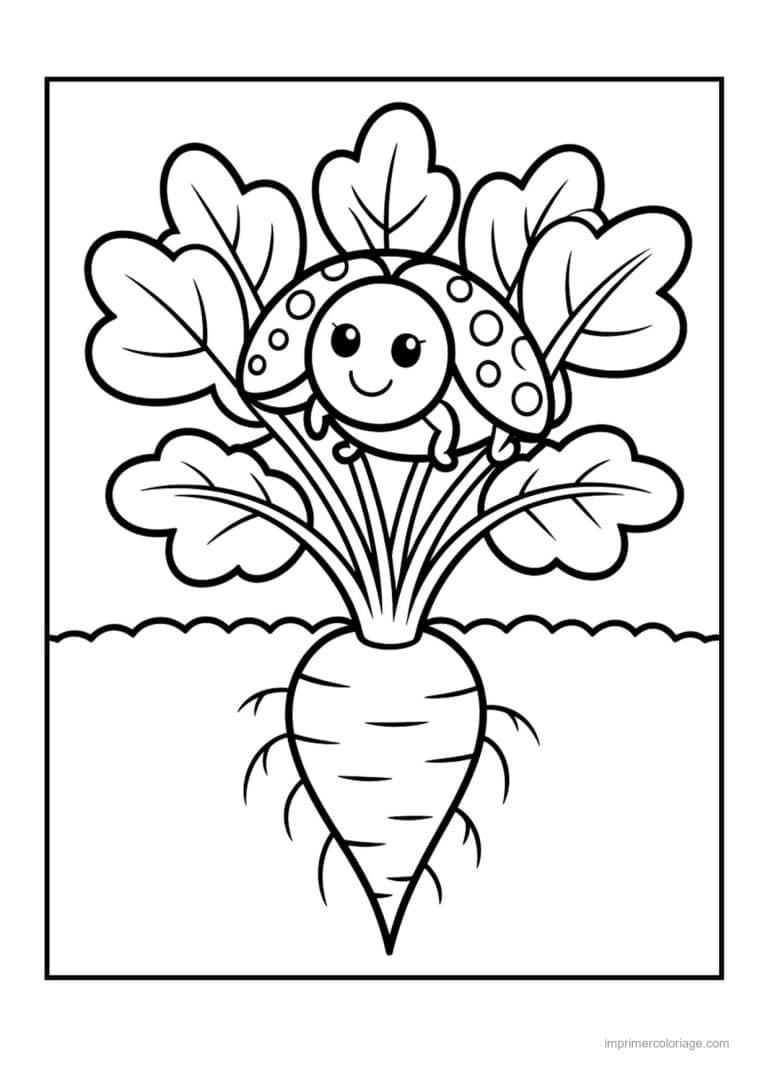 coloriage carotte carotte et sa coccinelle souriante - dessin gratuit &agrave; imprimer