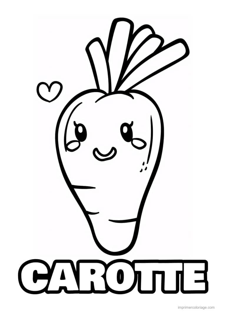 coloriage carotte carotte kawaii 136 - dessin gratuit &agrave; imprimer