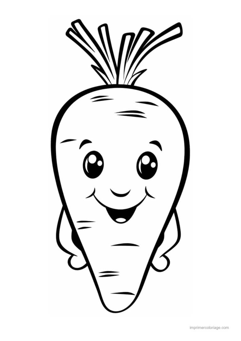 coloriage carotte carotte kawaii aux grands yeux - dessin gratuit &agrave; imprimer