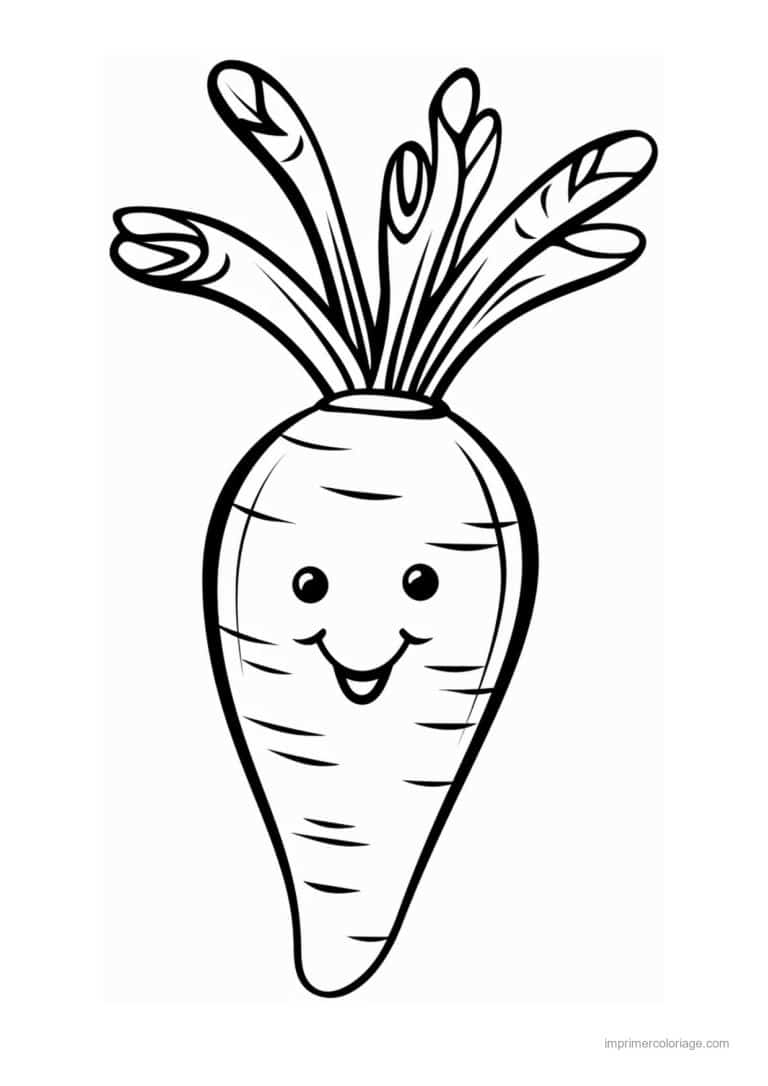 coloriage carotte carotte kawaii et ses fanes 2 - dessin gratuit &agrave; imprimer