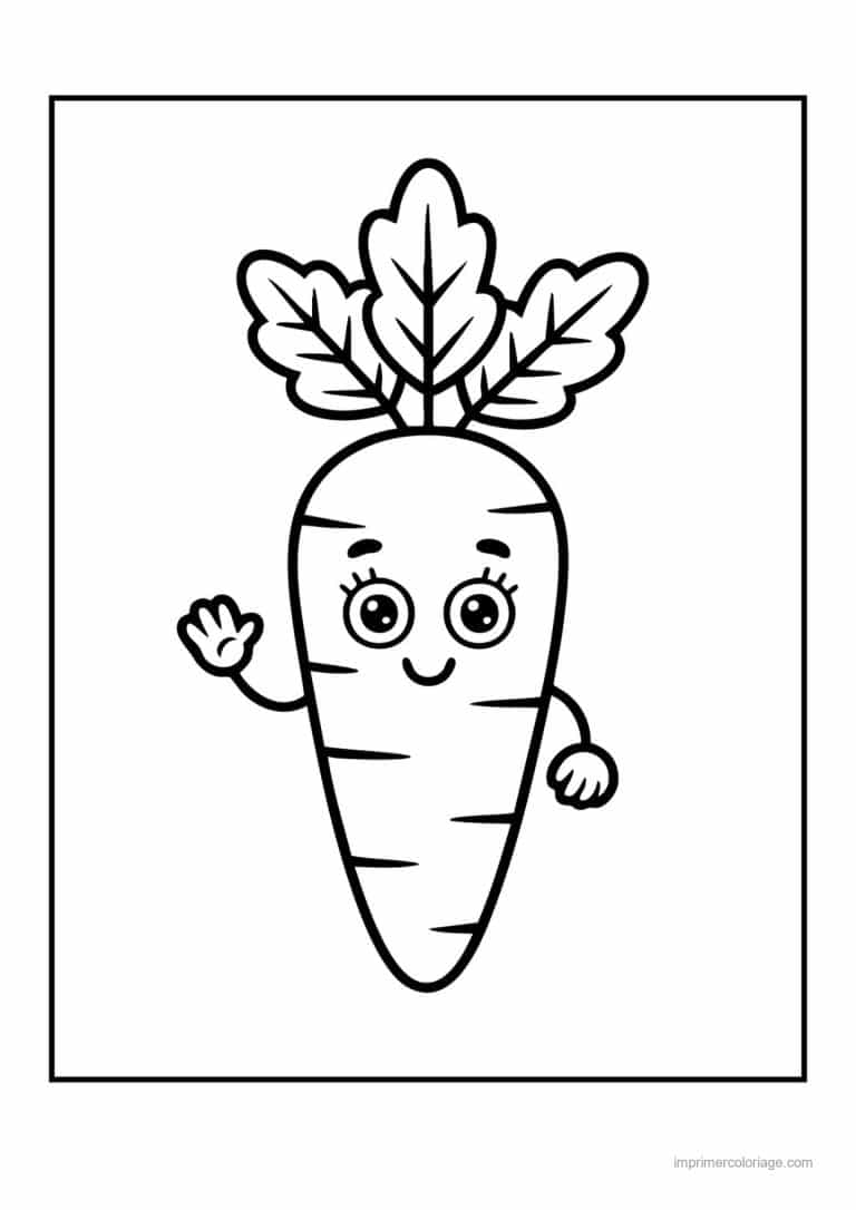 coloriage carotte carotte kawaii et ses fanes 3 - dessin gratuit &agrave; imprimer