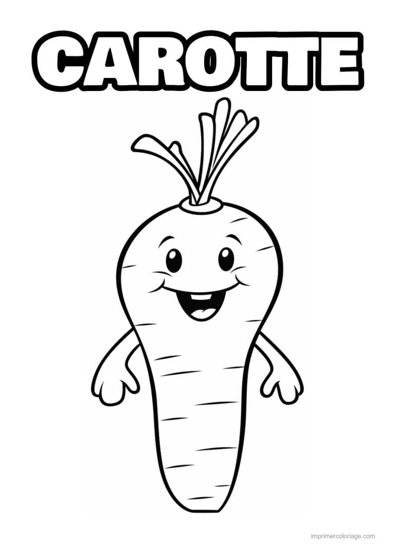 coloriage carotte carotte kawaii qui salue 2 - dessin gratuit &agrave; imprimer