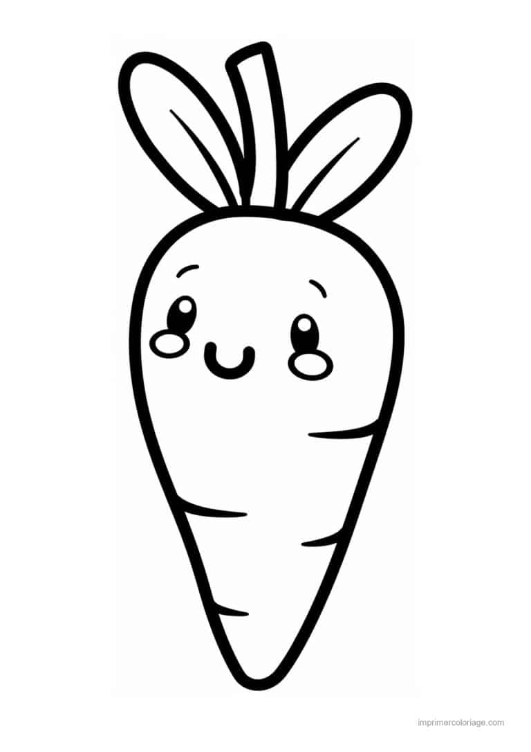coloriage carotte carotte kawaii toute simple - dessin gratuit &agrave; imprimer