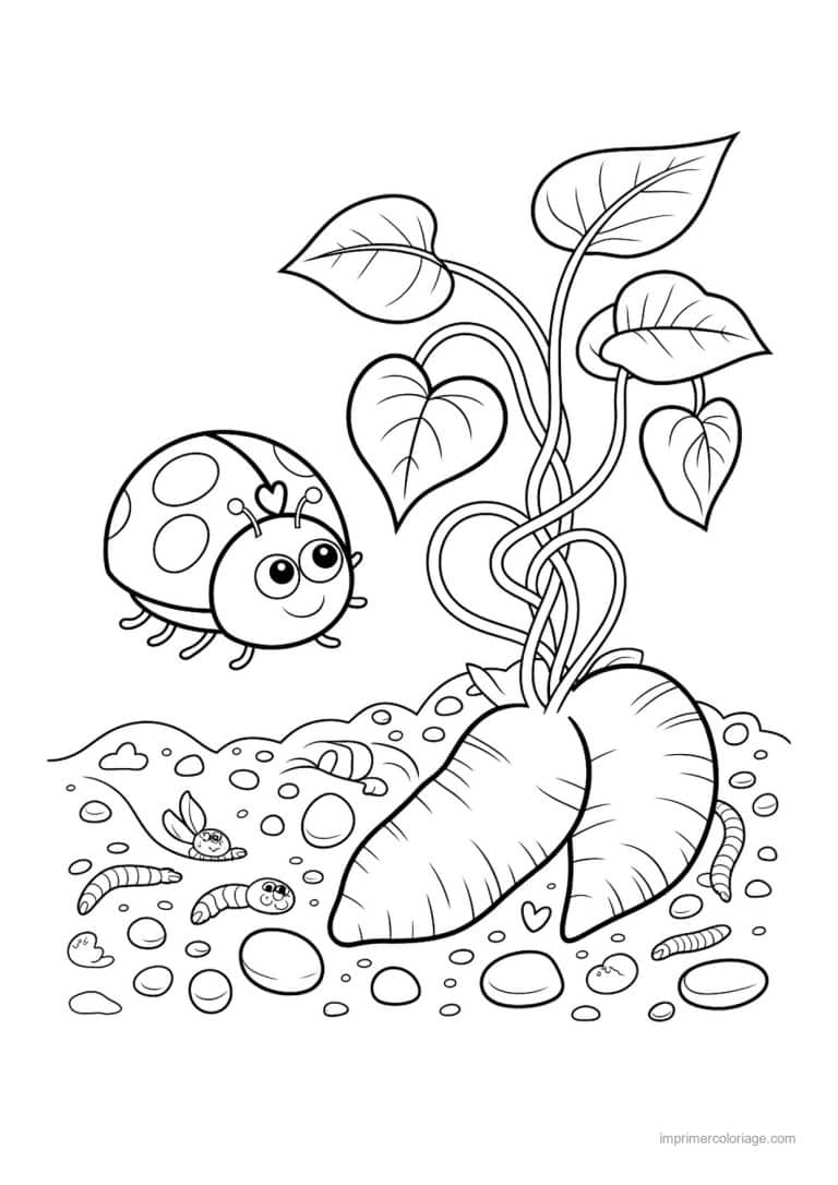 coloriage carotte carottes dans la terre 2 - dessin gratuit &agrave; imprimer