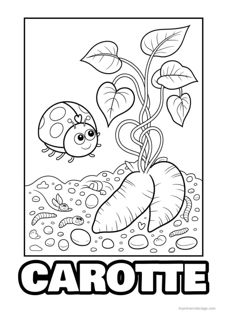 coloriage carotte carottes et vers dans la terre - dessin gratuit &agrave; imprimer