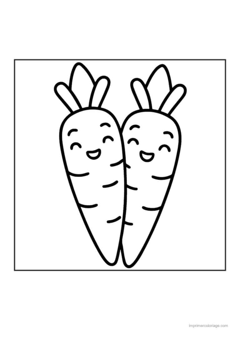 coloriage carotte deux carottes kawaii - dessin gratuit &agrave; imprimer
