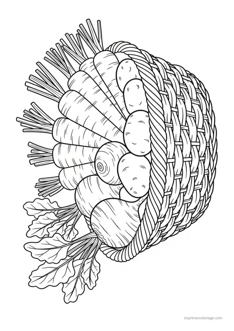 coloriage carotte panier de carottes - dessin gratuit &agrave; imprimer