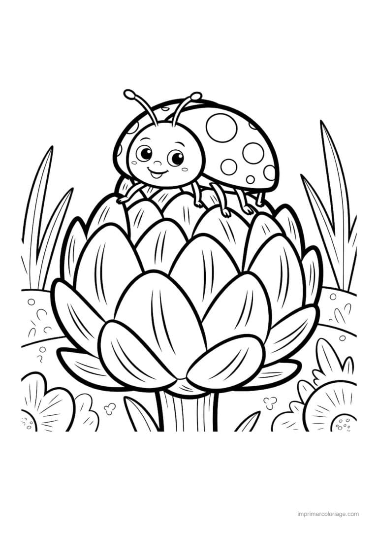 coloriage celeri artichaut asperge artichaut et coccinelle - dessin gratuit &agrave; imprimer