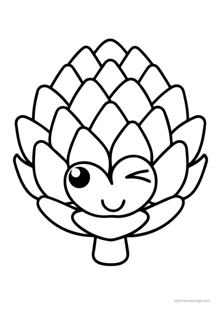 coloriage celeri artichaut asperge artichaut kawaii souriant - dessin gratuit &agrave; imprimer