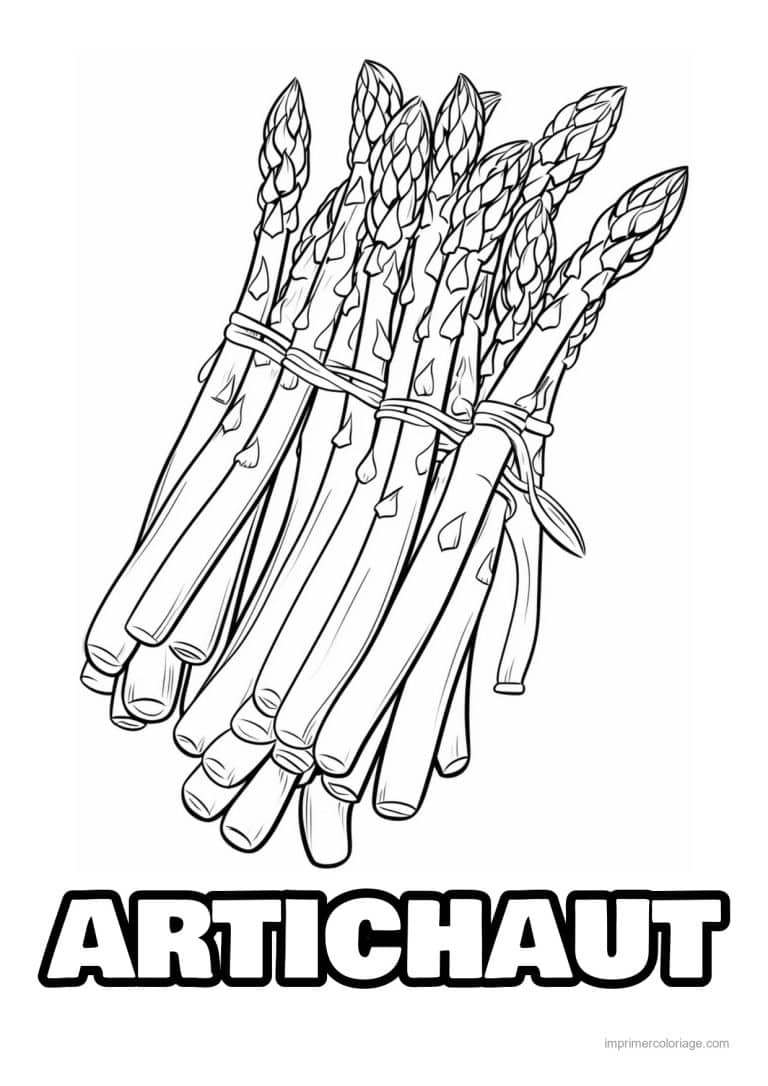 coloriage celeri artichaut asperge botte d asperges serree - dessin gratuit &agrave; imprimer
