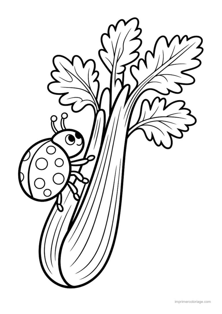coloriage celeri artichaut asperge branche de celeri et coccinelle - dessin gratuit &agrave; imprimer