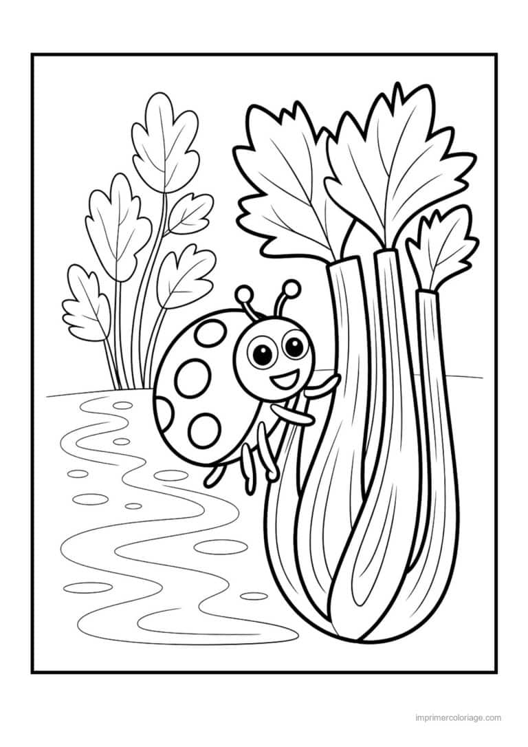coloriage celeri artichaut asperge celeri au bord de l eau - dessin gratuit &agrave; imprimer