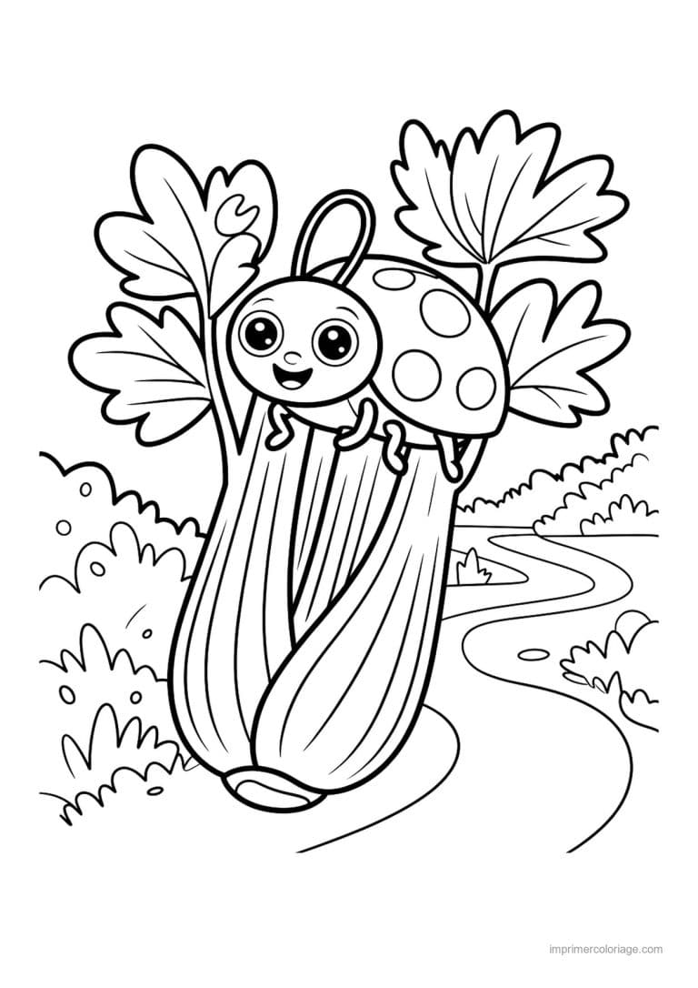 coloriage celeri artichaut asperge celeri au bord du chemin - dessin gratuit &agrave; imprimer