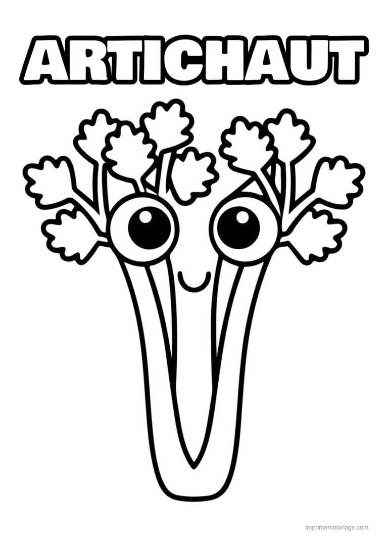 coloriage celeri artichaut asperge celeri kawaii souriant - dessin gratuit &agrave; imprimer