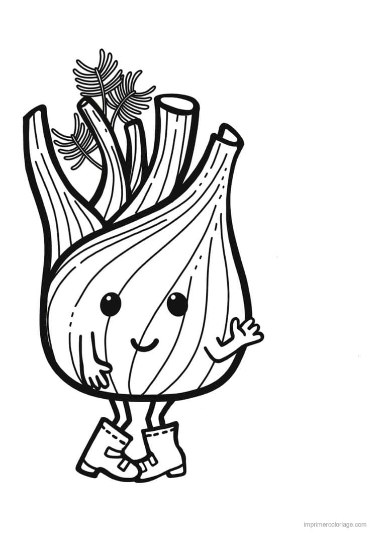 coloriage celeri artichaut asperge fenouil kawaii souriant 2 - dessin gratuit &agrave; imprimer