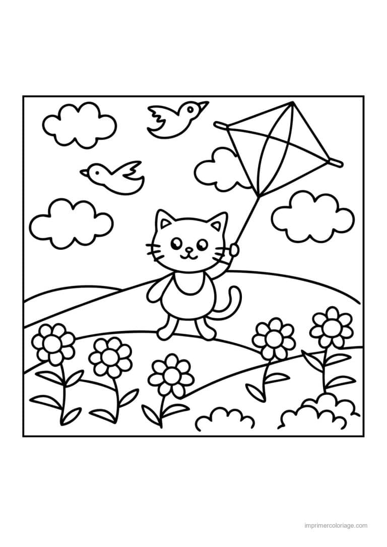 coloriage cerf volant chat cerf volant - dessin gratuit &agrave; imprimer