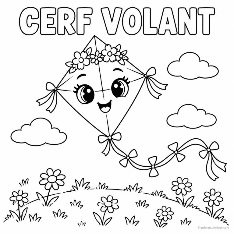 coloriage cerf volant cute cerf volant couronne fleurs titre haut - dessin gratuit &agrave; imprimer