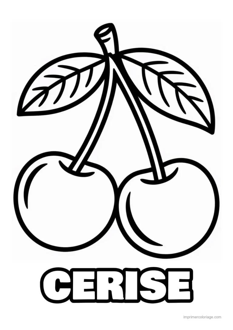 coloriage cerise cerises au trait epais - dessin gratuit &agrave; imprimer