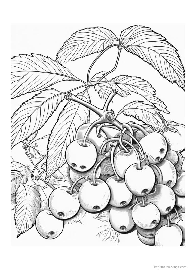 coloriage cerise cerises sur une branche - dessin gratuit &agrave; imprimer