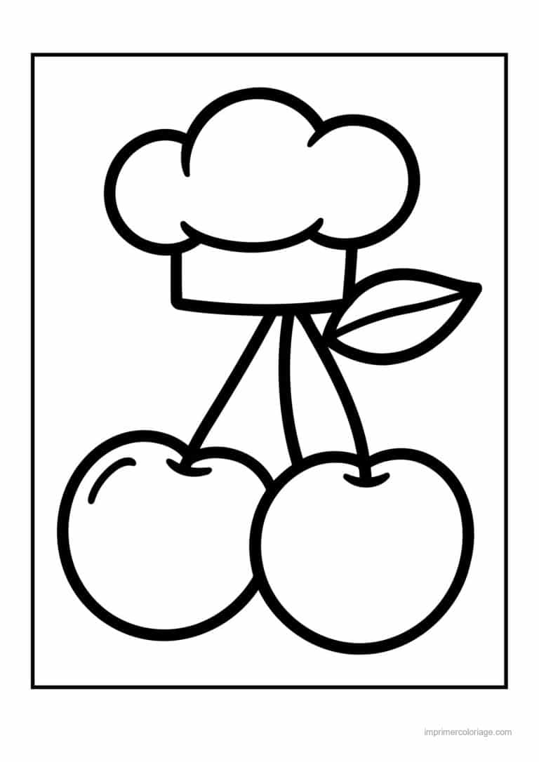 coloriage cerise deux cerises et leur feuille 4 - dessin gratuit &agrave; imprimer