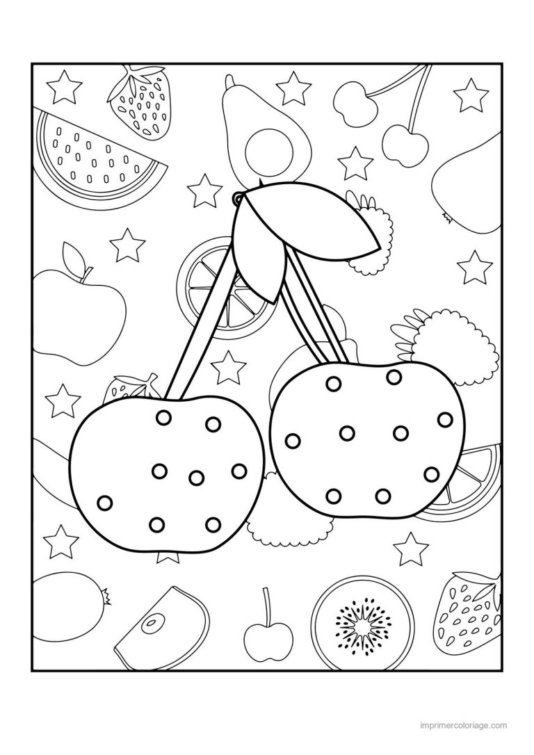 coloriage cerise deux cerises piquetees - dessin gratuit &agrave; imprimer