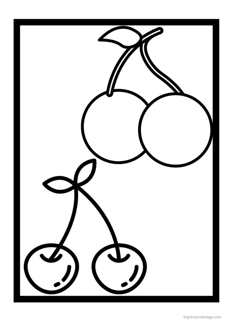 coloriage cerise deux paires de cerises kawaii - dessin gratuit &agrave; imprimer
