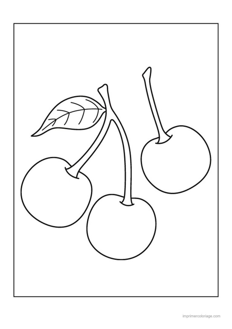 coloriage cerise trois cerises sur leur tige - dessin gratuit &agrave; imprimer