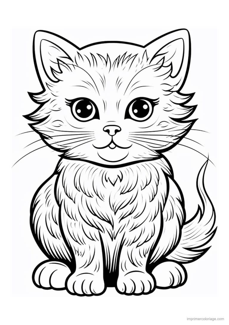 coloriage chat angora assis - dessin gratuit &agrave; imprimer