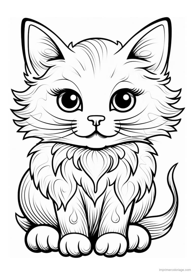 coloriage chat yeux en amande - dessin gratuit &agrave; imprimer