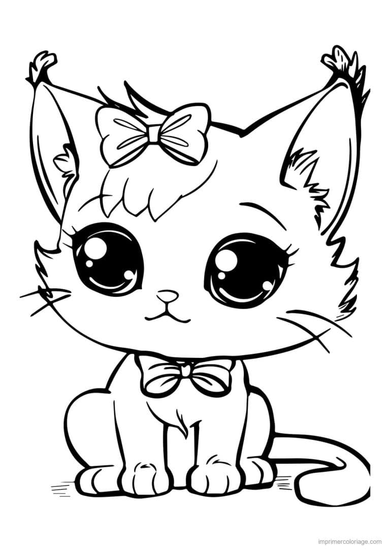 coloriage chaton noeud papillon - dessin gratuit &agrave; imprimer