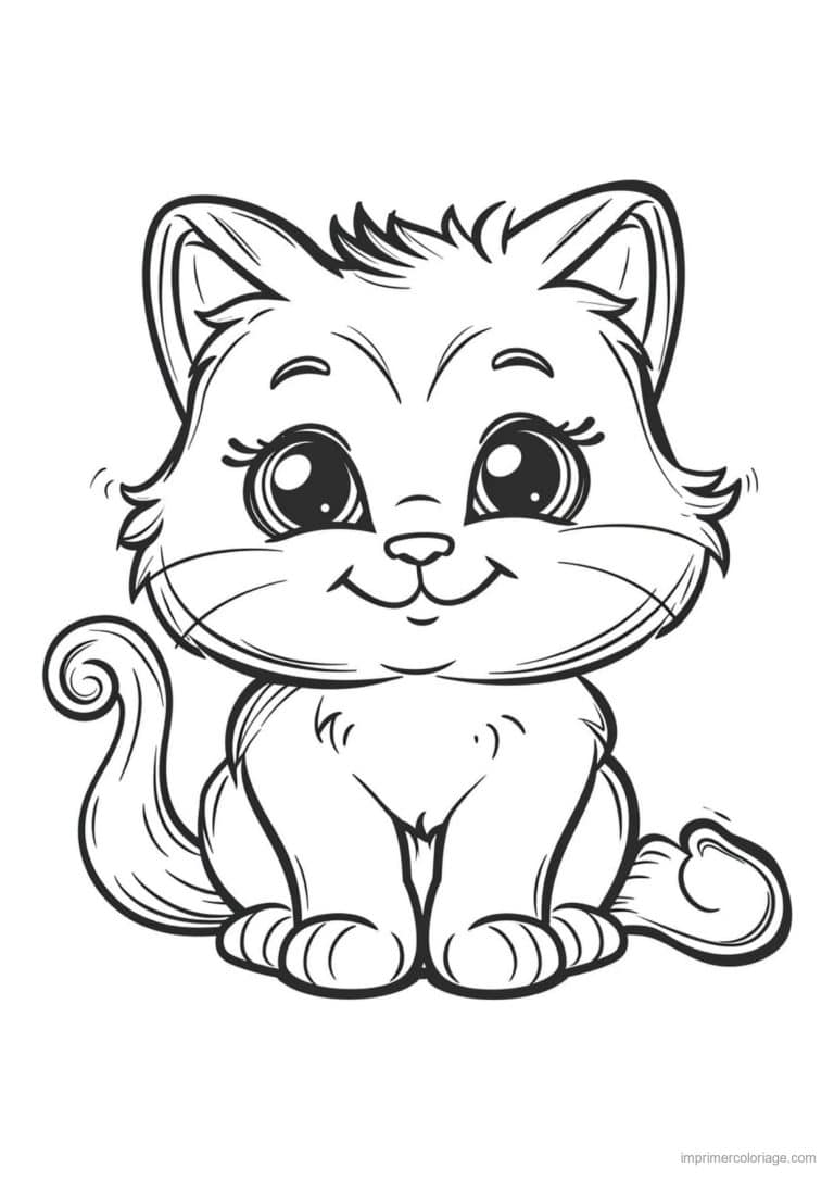 coloriage chaton queue en spirale - dessin gratuit &agrave; imprimer