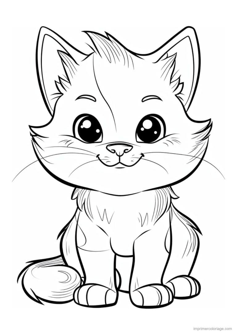 coloriage chaton sourire malicieux - dessin gratuit &agrave; imprimer