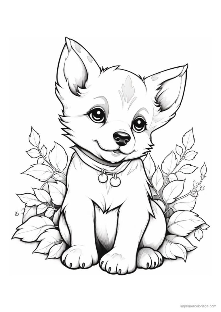 coloriage chiot collier a grelot - dessin gratuit &agrave; imprimer