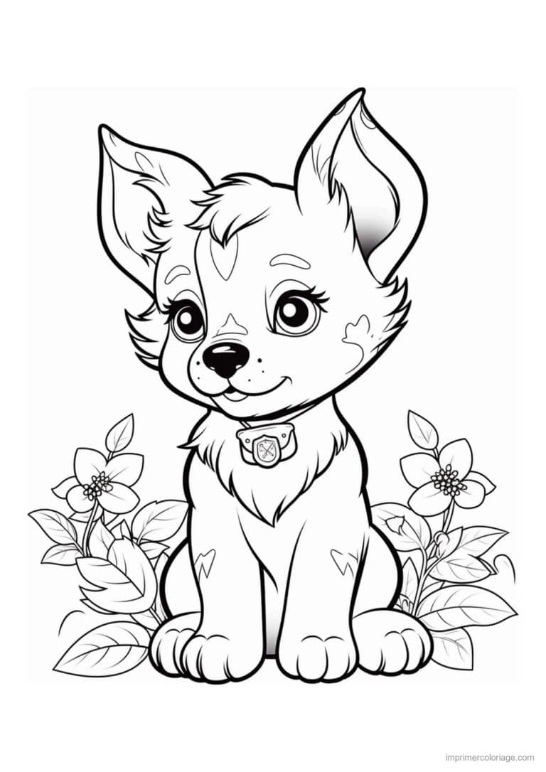 coloriage chiot grandes oreilles dressees - dessin gratuit &agrave; imprimer