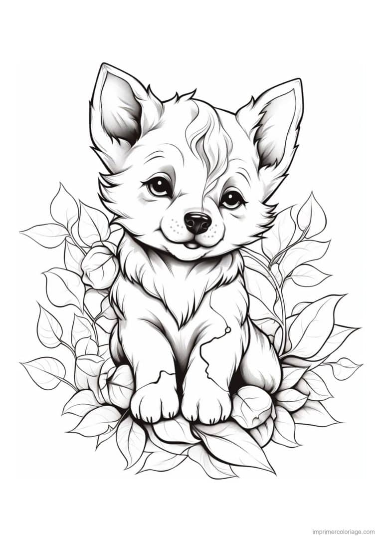 coloriage chiot lierre oreilles pointues - dessin gratuit &agrave; imprimer