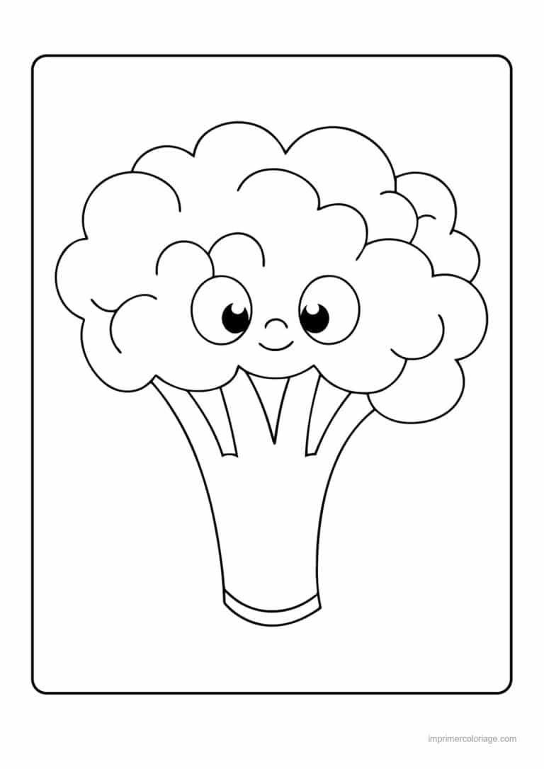 coloriage chou brocoli brocoli kawaii souriant 2 - dessin gratuit &agrave; imprimer