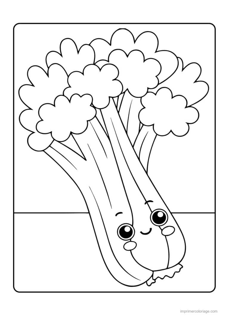 coloriage chou brocoli brocoli kawaii tout en hauteur - dessin gratuit &agrave; imprimer