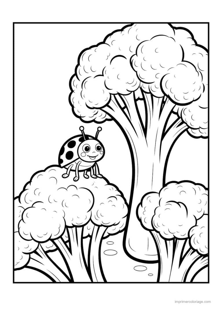 coloriage chou brocoli brocolis en arbre - dessin gratuit &agrave; imprimer