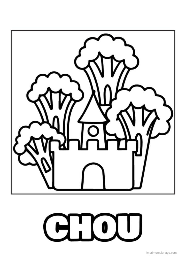 coloriage chou brocoli chateau de brocolis - dessin gratuit &agrave; imprimer