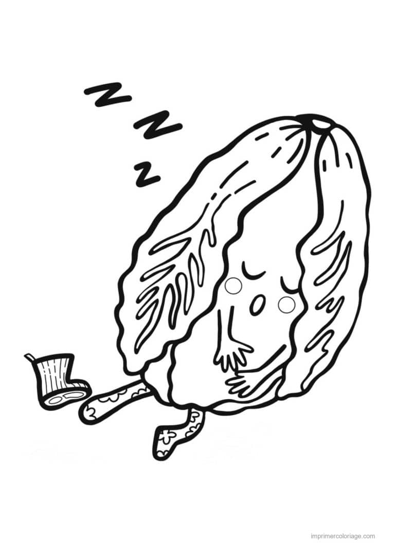 coloriage chou brocoli chou chinois kawaii endormi - dessin gratuit &agrave; imprimer
