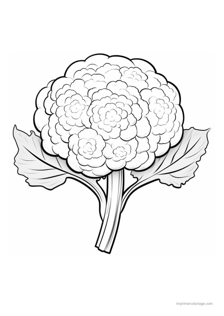 coloriage chou brocoli chou fleur et sa tige - dessin gratuit &agrave; imprimer