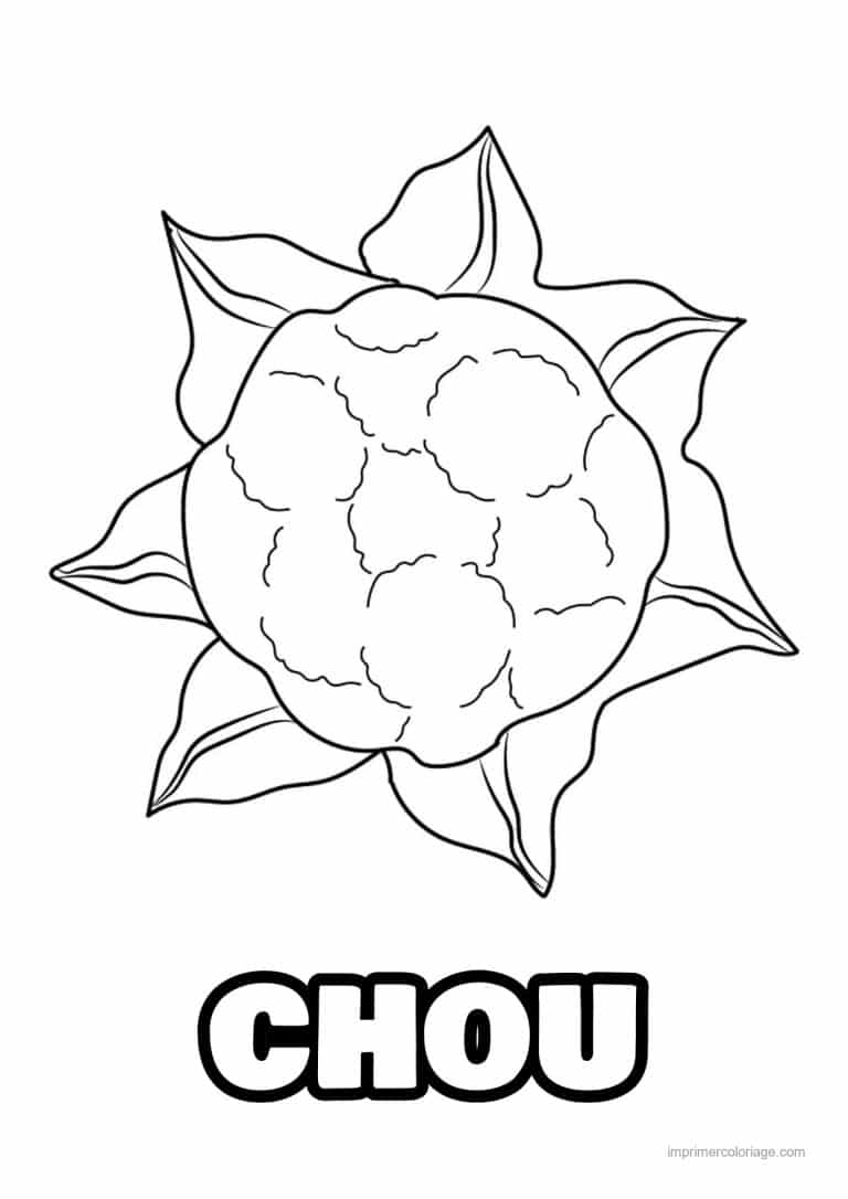 coloriage chou brocoli chou fleur et ses feuilles 2 - dessin gratuit &agrave; imprimer