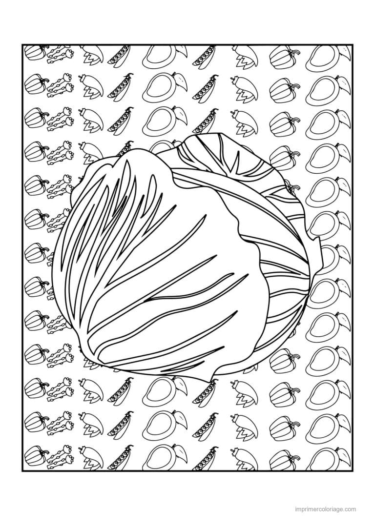 coloriage chou brocoli chou pomme et ses feuilles 2 - dessin gratuit &agrave; imprimer