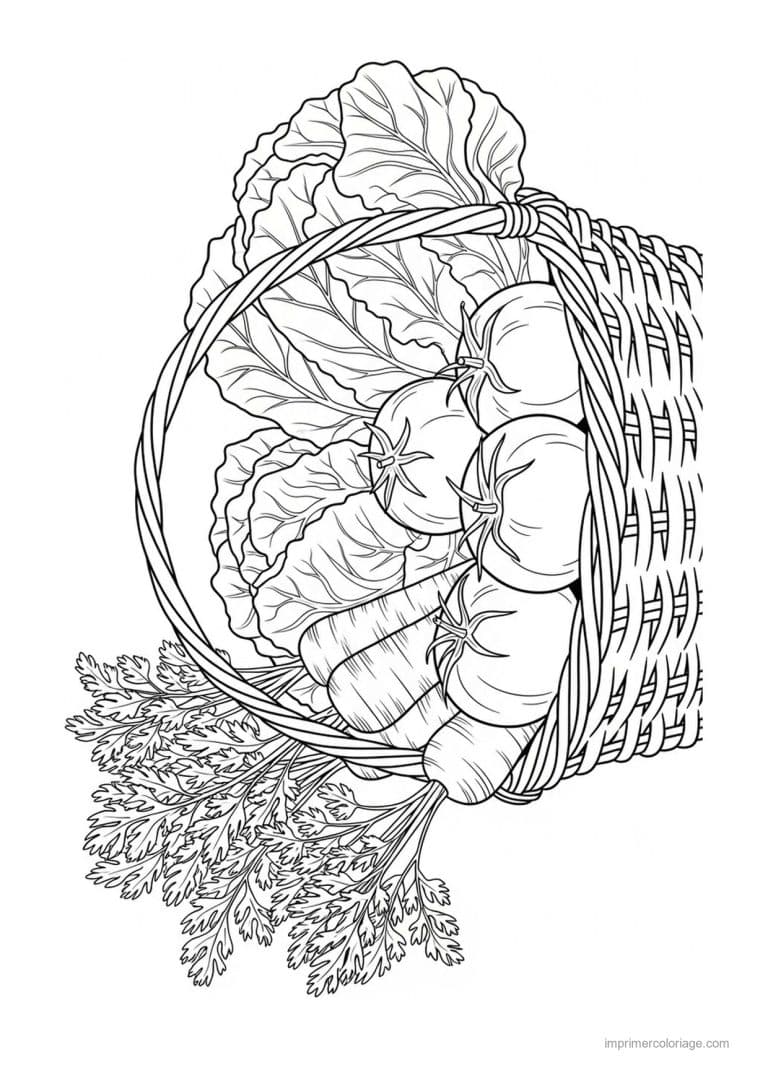 coloriage chou brocoli panier de choux - dessin gratuit &agrave; imprimer