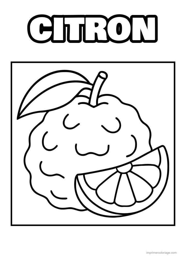 coloriage citron cedrat et sa tranche - dessin gratuit &agrave; imprimer