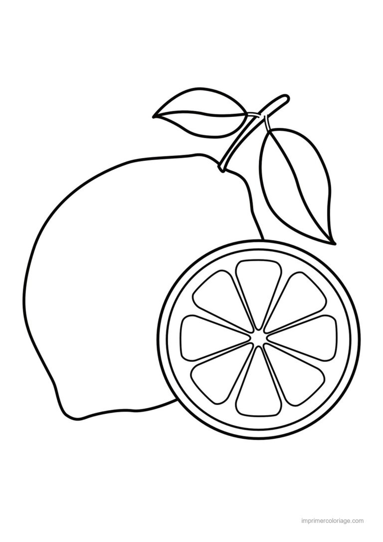 coloriage citron citron entier et tranche - dessin gratuit &agrave; imprimer