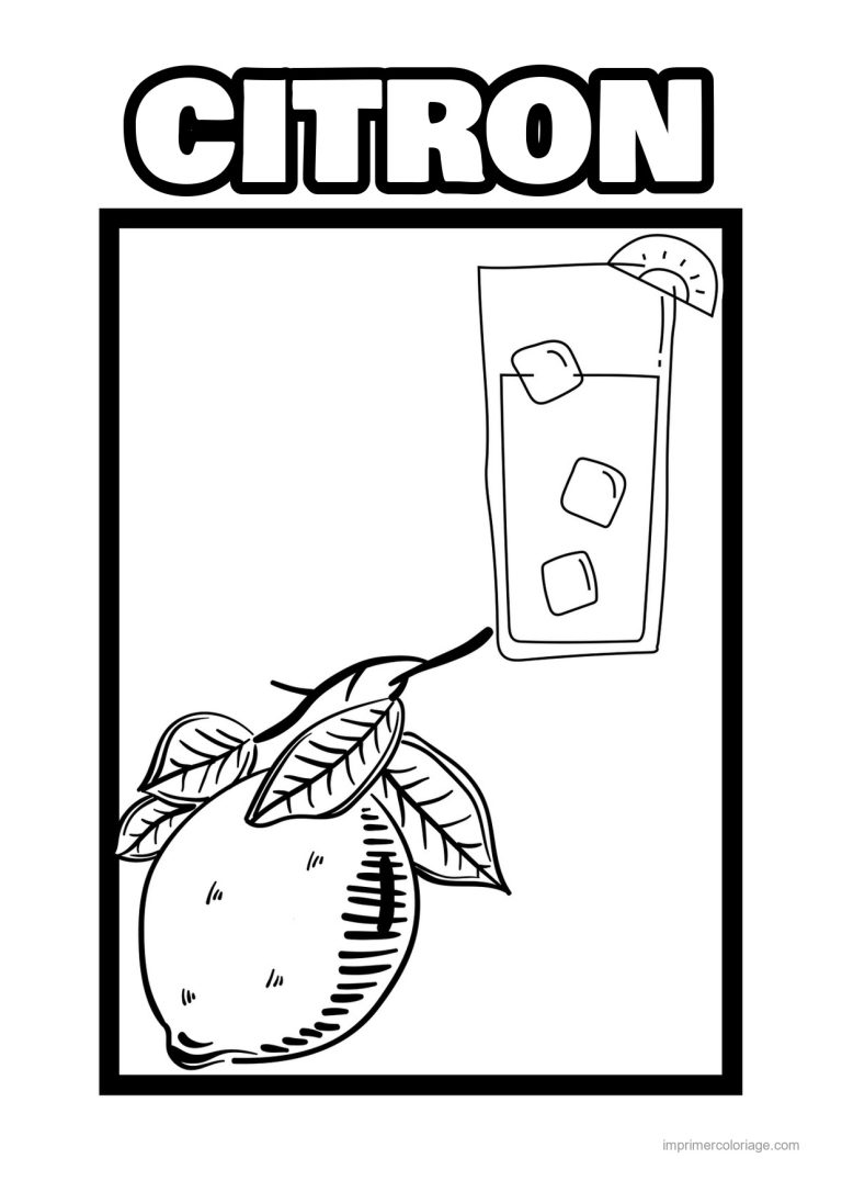 coloriage citron citron et son verre de limonade - dessin gratuit &agrave; imprimer