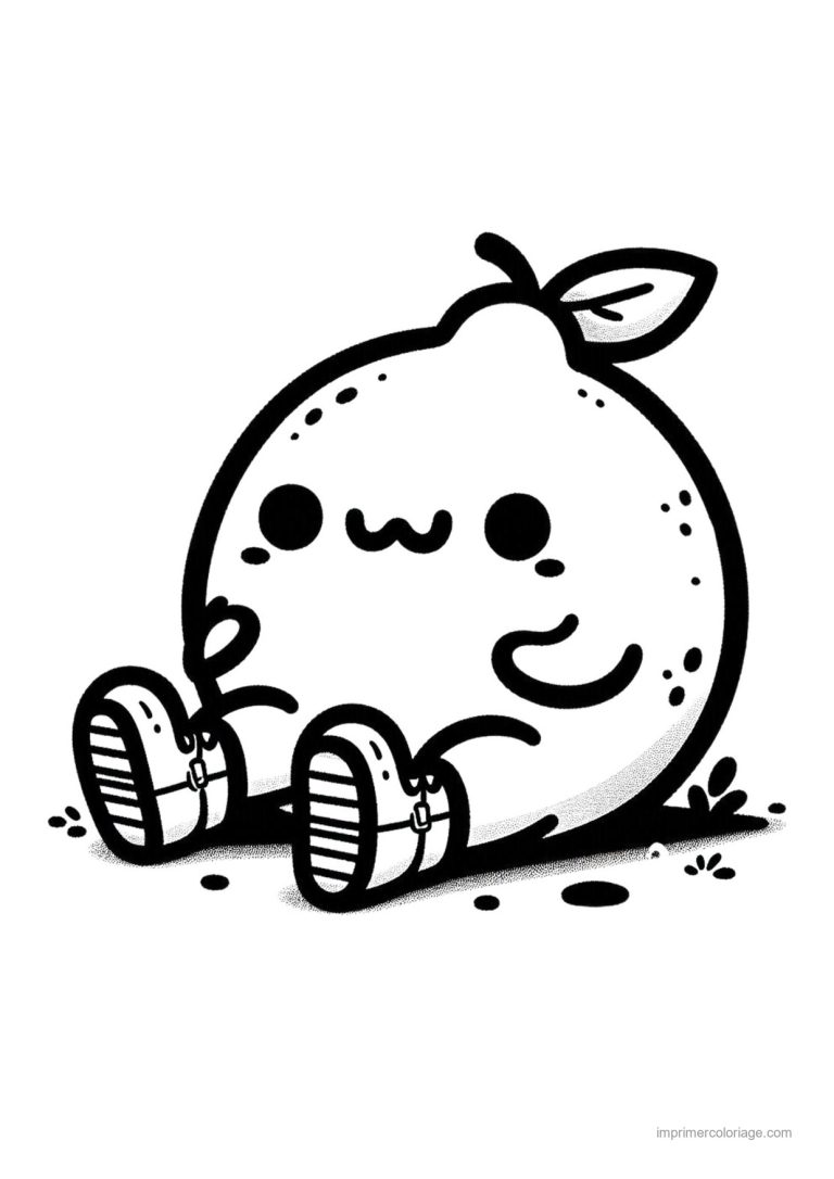 coloriage citron citron kawaii allonge - dessin gratuit &agrave; imprimer