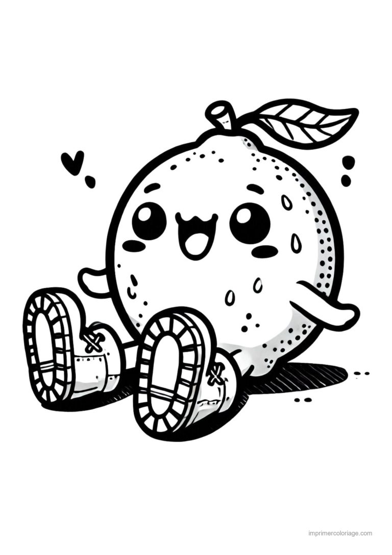 coloriage citron citron kawaii assis - dessin gratuit &agrave; imprimer
